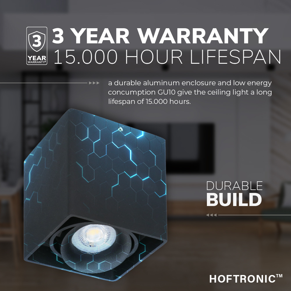 Dimbare LED Opbouwspot/plafondspot plafond Esto Zwart incl. GU10 spot 5W 6000K IP20 kantelbaar