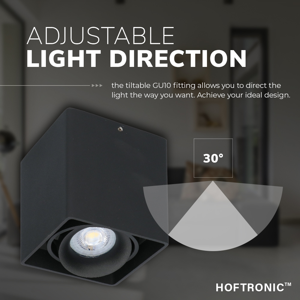 Dimbare LED Opbouwspot/plafondspot plafond Esto Zwart incl. GU10 spot 5W 4000K IP20 kantelbaar