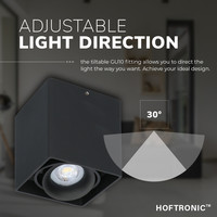 Dimmable LED surface mounted ceiling spotlight Esto GU10 Black IP20 tiltable