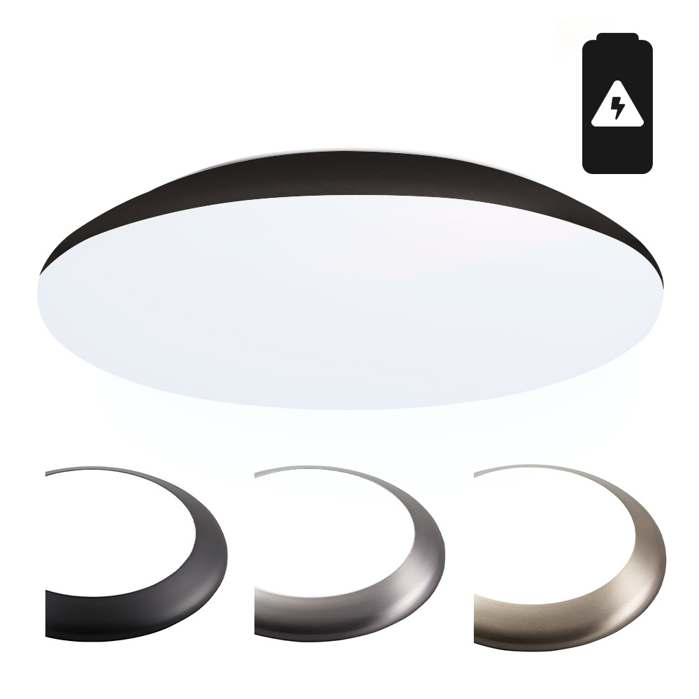 HOFTRONIC™ LED Bulkhead 38 cm Plafondlamp met noodaccu 25W 2600 Lumen 6500K Daglicht wit IK10 Zwart IP65 Waterdicht