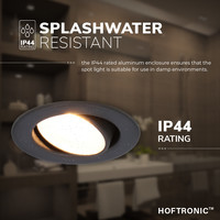 Malta LED recessed downlight black IP44 5W 1800-2700K dim to warm dimmable 5 years warranty