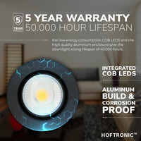 Malta LED recessed downlight black IP44 5W 1800-2700K dim to warm dimmable 5 years warranty