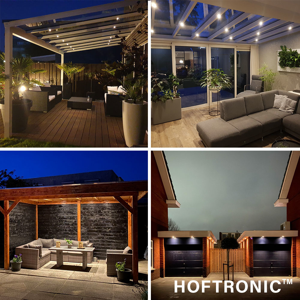 Sienna - 4x inbouwspots veranda - Dimbaar LED - Complete set met afstandsbediening - Kantelbaar - Plug & Play - 12 Volt 3 watt - 2700K 200 lumen - IP4 afbeelding