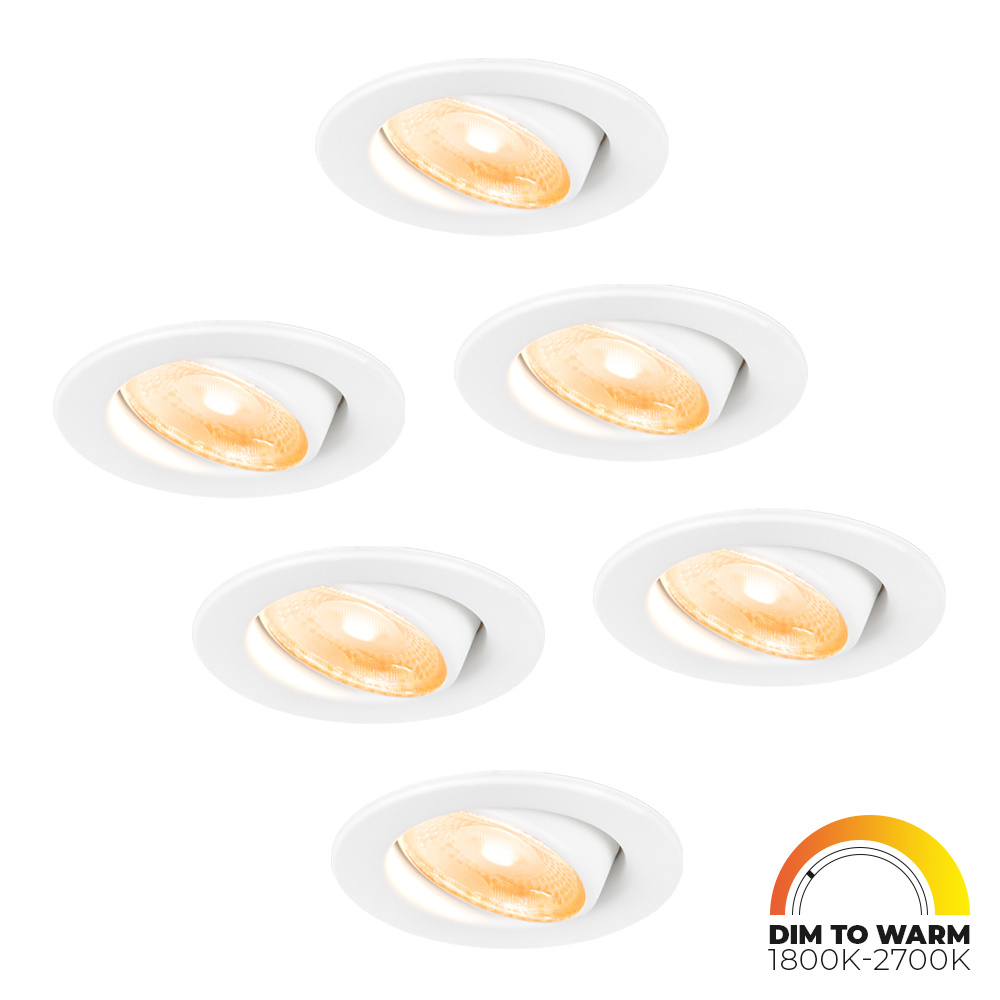 HOFTRONIC™ 6x Malta LED inbouwspots badkamer wit IP44 5W 1800 2700K dim to warm dimbaar 5 jaar garantie