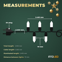 Kerstboomverlichting voor buiten - 500 LEDs - 2200K Extra warm wit - 35 meter - Kerstverlichting - Lichtsnoer