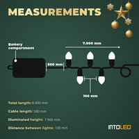 Batteriebetriebene Weihnachtsbeleuchtung - 80 LEDs - 8 Meter