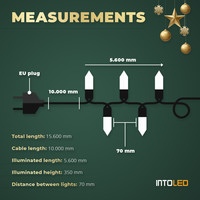 Lichtgordijn voor buiten - 184 LEDs - Extra warm wit - 6 meter - Dimbaar - Multifunctioneel - Kerstverlichting