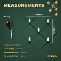 Outdoor lighting net - 32 LEDs - 1 x 1 meter - 2300K amber - IP44 waterproof - Outdoor Christmas lights - Net lighting