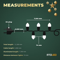 Clusterverlichting voor binnen en buiten - 8 functies - 960 LEDs – 2700K warm wit– 7,2 meter – Kerstverlichting – IP44 – Incl. Transformator