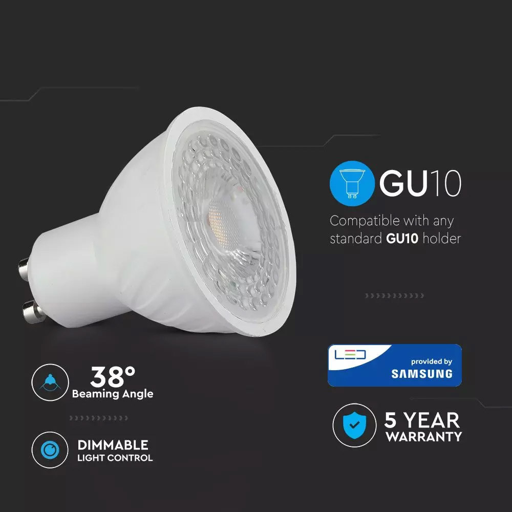 Dimbare GU10 LED lamp 6.5 Watt 6400K 38°