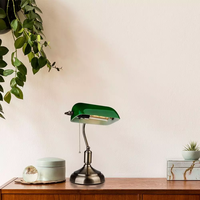 Bankierslamp met groene bakeliet glas kap met E27 fitting