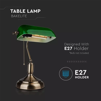 Bankierslamp met groene bakeliet glas kap met E27 fitting