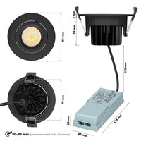 LED Einbaustrahler Salerno Schwarz 8 Watt 2700K IP44 Schwenkbar