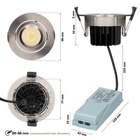 Set van 3 LED Inbouwspots Salerno Roestvrij staal 8 Watt 2700K IP44 kantelbaar