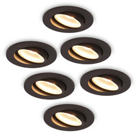 Komplettset 6 Stück Dimmbarer LED Einbaustrahler Sierra Ultra Slim Schwarz 5 Watt 3 CCT IP65 360° Schwenkbar
