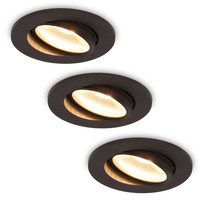 Komplettset 3 Stück Dimmbarer LED Einbaustrahler Sierra Ultra Flach Schwarz 5 Watt 3 CCT IP65 360° Schwenkbar