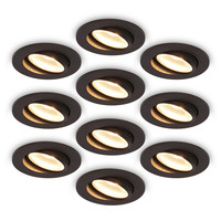 Komplettset 10 Stück Dimmbarer LED Einbaustrahler Sierra Ultra Flach Schwarz 5 Watt 3 CCT IP65 360° Schwenkbar
