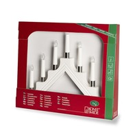 Houten Kerstkandelaar voor binnen - 7 kaarsen - 2700K warm wit - Wit Hout - 34 x 39 cm - kerstverlichting - IP20