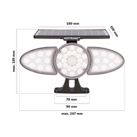 Solar LED Wall lamp Fulco PIR with motion sensor 6000K daylight white