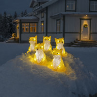Outdoor Weihnachtsfigur - 5 Füchse - 40 LEDs - 12 cm hoch