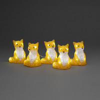 Verlicht kerstfiguur voor buiten - 5 vosjes - 40 LEDs - Warm wit - Dimbaar - 12 cm hoog - Kerstverlichting