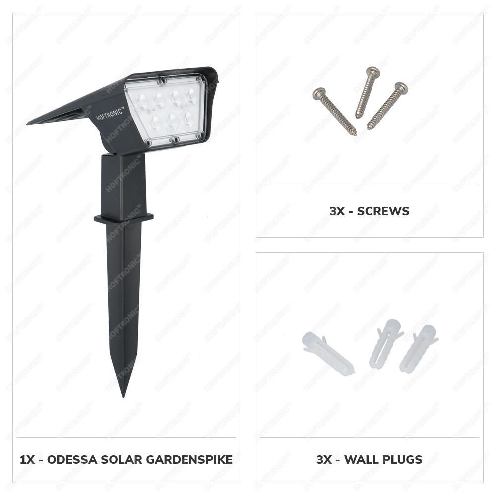4x Odessa LED Solar Tuinspot Prikspot 6000K daglicht wit IP65 waterdicht - Tuin spots, spots bodem buiten