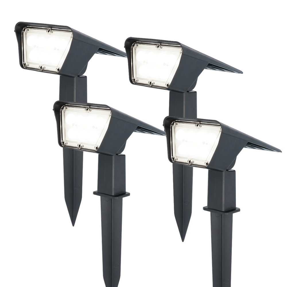 4x Odessa LED Solar Tuinspot Prikspot 6000K daglicht wit IP65 waterdicht