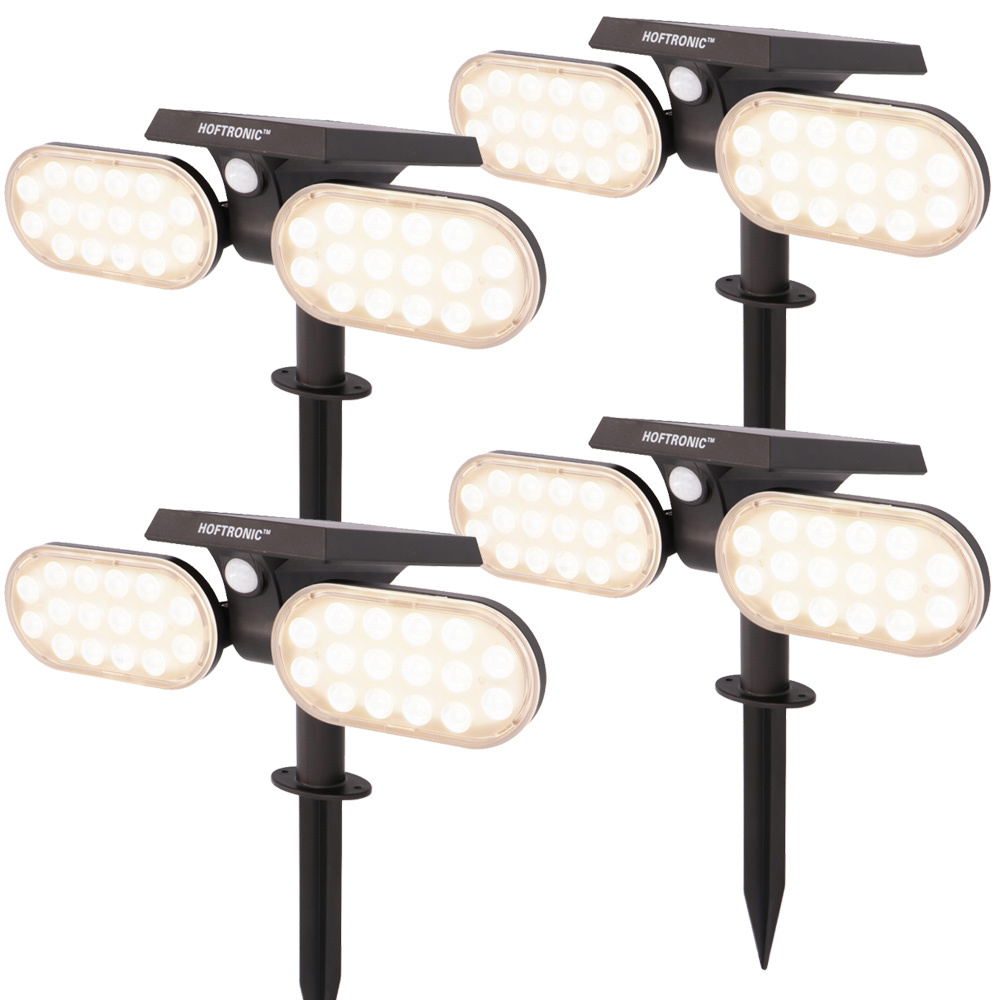 4x Solar LED Prikspot Pato PIR met bewegingssensor 3000K warm wit - Tuin spots, spots bodem buiten