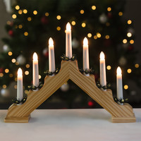 Christmas candlestick for indoor use - 7 candles - Wood - 30 x 38 cm