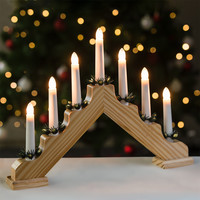 Christmas candlestick for indoor use - 7 candles - Wood - 30 x 38 cm