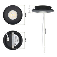 LED Inbouwspot Pavo - Zwart - 3 Watt - 2700K - 260lm - Ø69 mm - Zeer dun 12mm