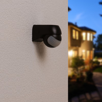 PIR Bewegungsmelder mit Dämmerungsschalter 180° Reichweite 12 Meter Maximal 400 Watt Aufputz Farbe Schwarz IP44