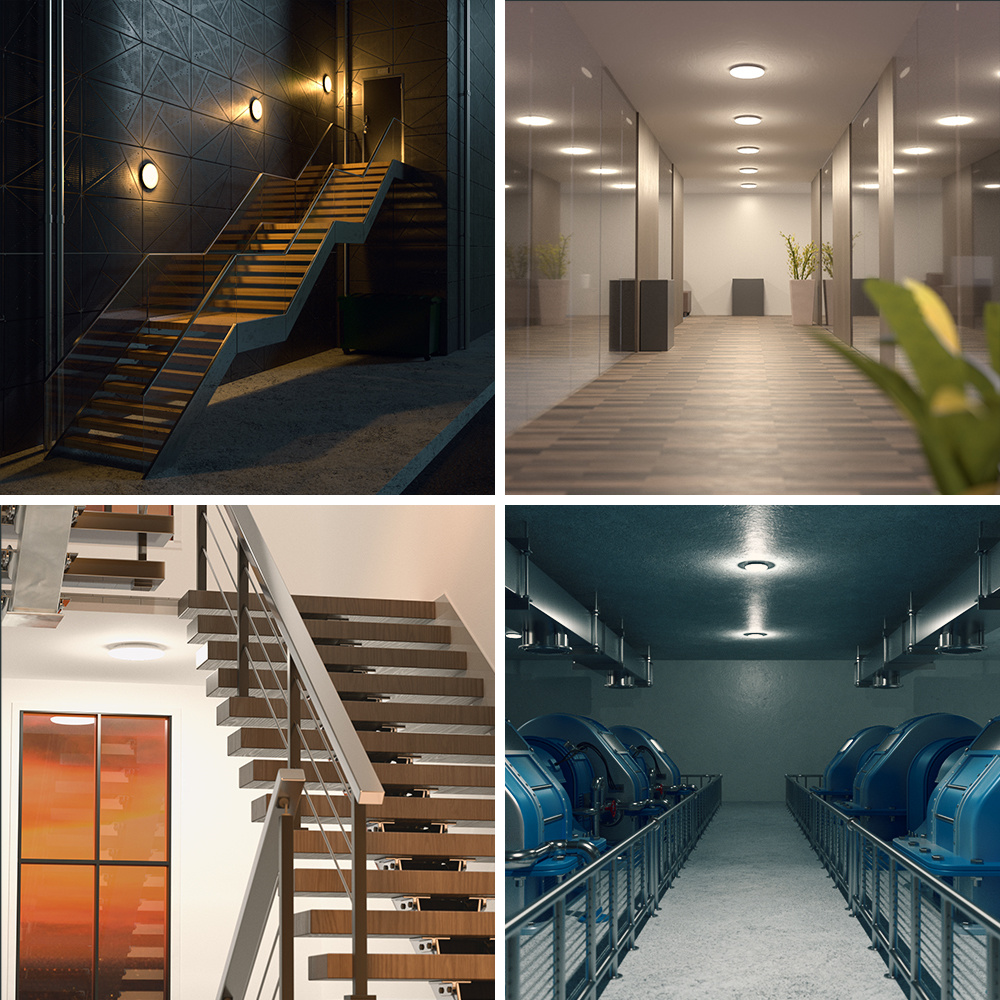 LED Bulkhead 30 cm - Plafondlamp - WiFi + Bluetooth - 18W 1800 Lumen - Lichtkleur instelbaar - Dimbaar - IK10 - RVS - IP65 Waterdicht afbeelding