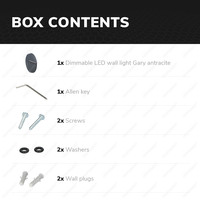 Gary LED-Wandleuchte - 6 Watt - Dimmbar - IP54 wasserdicht für den Außenbereich - 3000K Warmweiß - Anthrazit - Wandeinbauleuchten