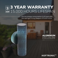 Dax LED dimmbare Wandleuchte - Zweiseitig Up & Down - Warmweiß 2700K - inkl. 2x GU10-Spots - IP65 für den Innen- und Außenbereich - Schwarz