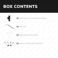 Dax LED dimmbare Wandleuchte - Zweiseitig Up & Down - Warmweiß 2700K - inkl. 2x GU10-Spots - IP65 für den Innen- und Außenbereich - Schwarz