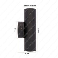 Dax LED dimbare wandlamp - Tweezijdig Up & Down - excl. 2x GU10 spots - IP65 voor binnen- en buitengebruik - Zwart