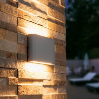 Dallas M dimbare LED wandlamp - 3000K warm wit - 12 watt - Up & Down light - Voor binnen en buiten - Grijs