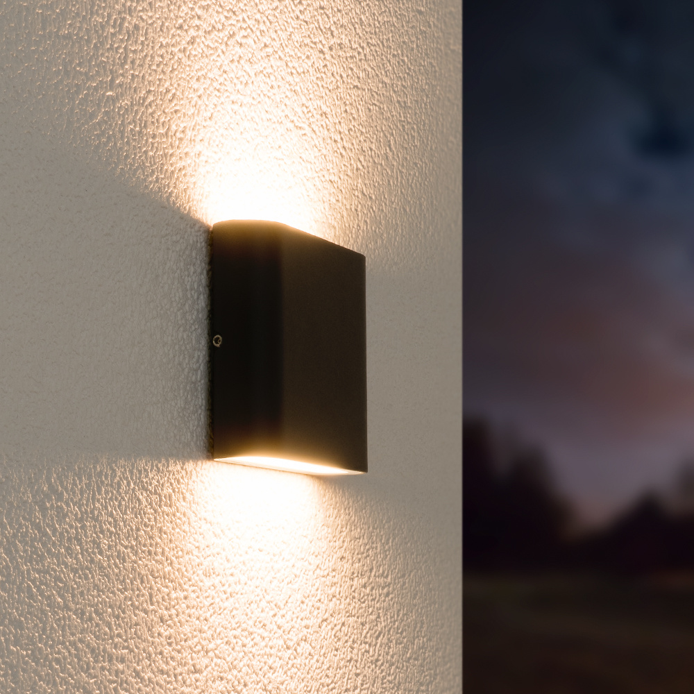 Dallas S dimbare LED wandlamp - 3000K warm wit - 6 Watt - Up & down light - IP54 voor binnen en buiten - Tweezijdige muurlamp - Zwart voor binnen en