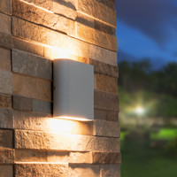 Dallas S dimmbare LED-Wandleuchte - 3000K warmweiß - 6 Watt - Up & Down Licht - IP54 für innen und außen - Doppelseitige Wandleuchte - Grau