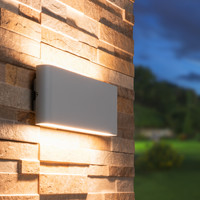 Dallas XL dimbare LED wandlamp - 3000K warm wit - 24 Watt - Up & down light - IP54 voor binnen en buiten - Tweezijdige muurlamp - Grijs