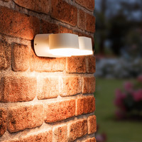 Dimmbare LED-Wandleuchte Dayton Doppel Weiß 12 Watt 3000K Schwenkbar IP54 spritzwassergeschützt 3 Jahre Garantie