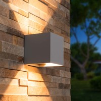 Kansas - Dimmable LED wall light cube - 7 Watt - 3000K warm white - Up & Down light - IP65 - Grey - For outdoor and indoor use