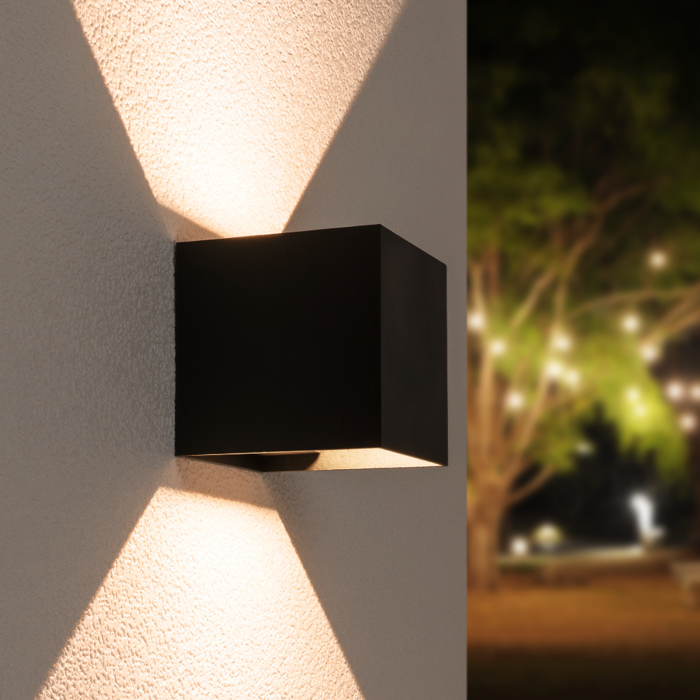 Hofronic Kansas LED wandlamp - IP65 - 3000K warm wit - 7 watt - Up & down light - Kubus - Voor buite