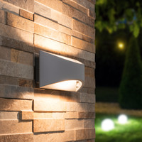 Lowa LED wandlamp - 3000K warm wit - 6 Watt - Up & down light - IP54 voor binnen en buiten - Moderne muurlamp - Tweezijdig - Grijs