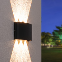 Dimmable LED Wall light Tulsa black 6 Watt 3000K Up & Down light IP54