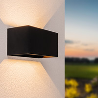 LED wandlamp Kansas dubbel zwart 12 Watt 3000K Up & Down light IP65