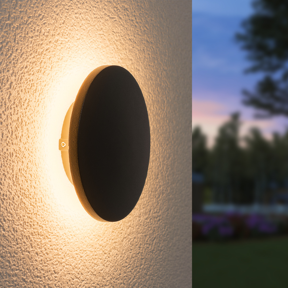 Casper LED Wandlamp Zwart - 3000K warm wit - 6 Watt - Rond - Muurlamp voor binnen en buiten