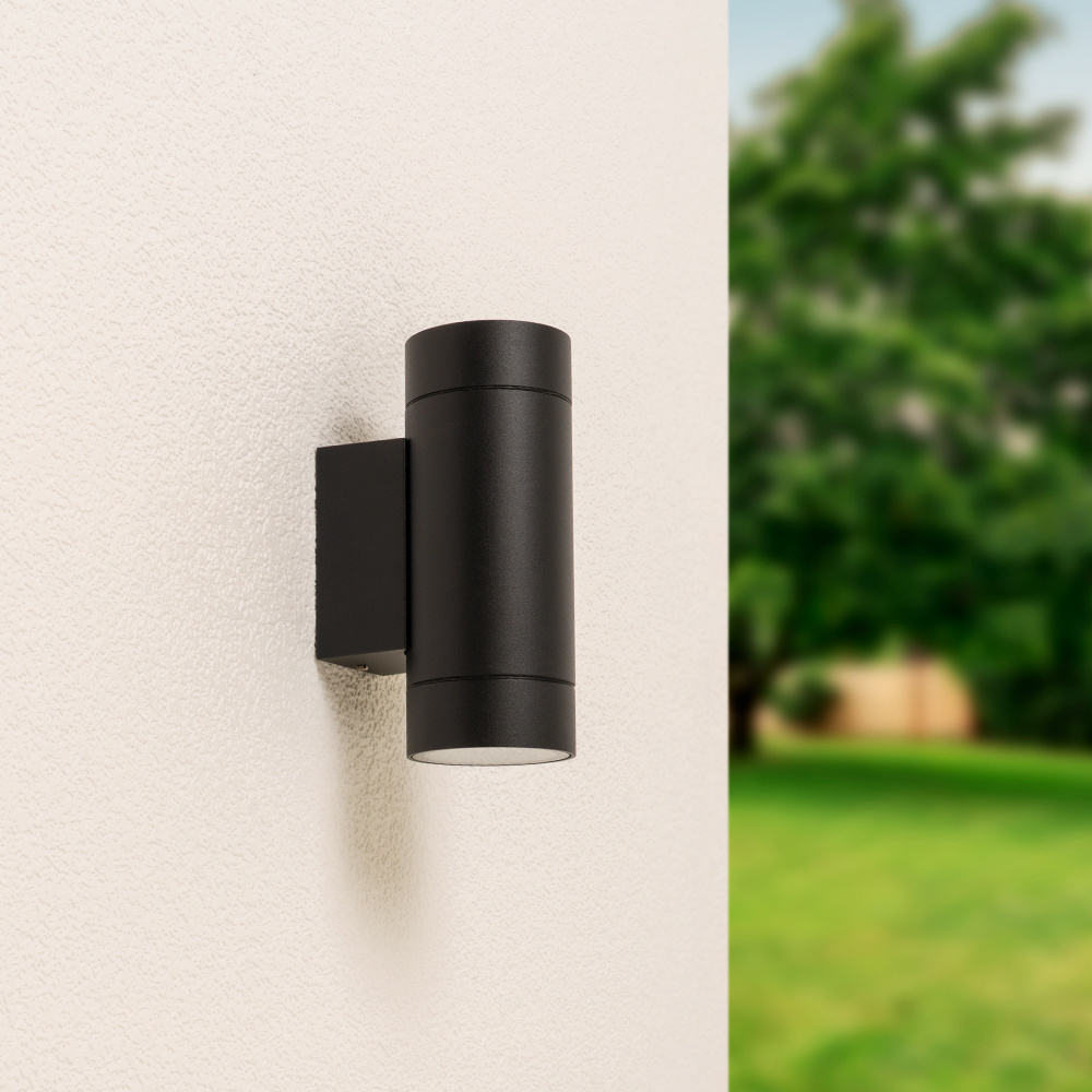 Cali dimbare LED wandlamp - GU10 excl. lichtbron - Up & Down light - Voor binnen en buiten - Dubbelzijdig - Zwart voor binnen en buiten