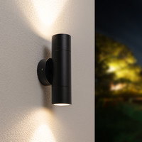 Dax LED dimbare wandlamp - Tweezijdig Up & Down - Neutraal wit 4000K - incl. 2x GU10 spots - IP65 voor binnen- en buitengebruik - Zwart